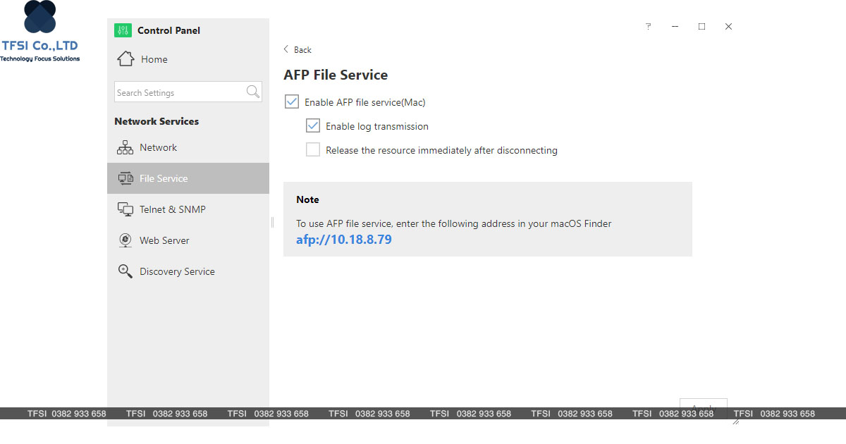 Truy cập file service đến dịch vụ tệp AFP